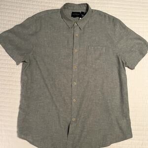 Lucky Brand NWT Men's Green Linen Short Sleeve Shirt, size Large